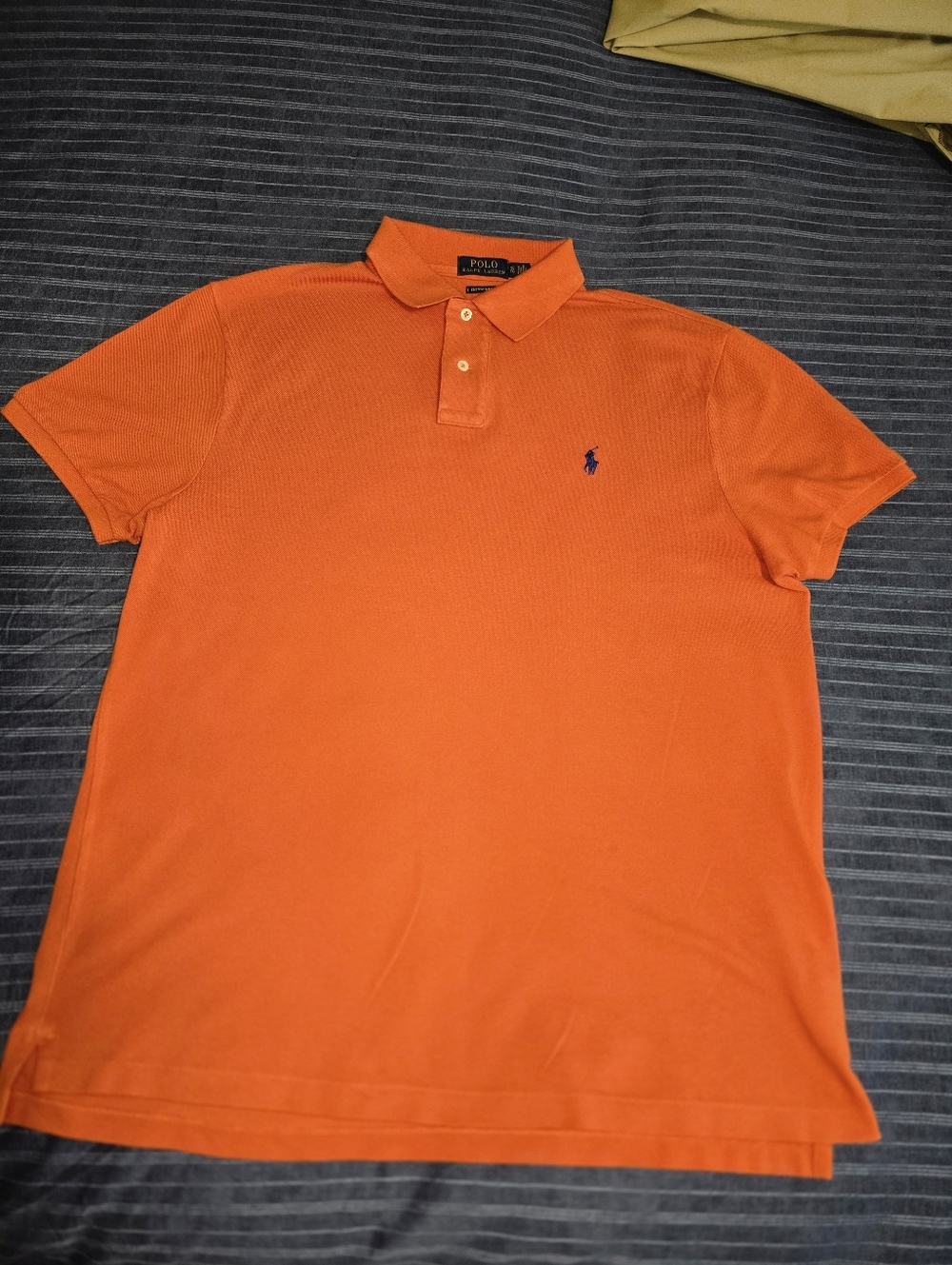 XL - Polo by Ralph Lauren Orange Short-Sleeve Polo with Navy Pony(Pristine)